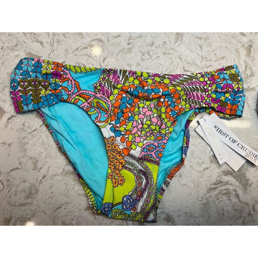 Trina Turk Swim Bikini Bottom Size 4 Multicolor Floral Paisley Print NWT $68
